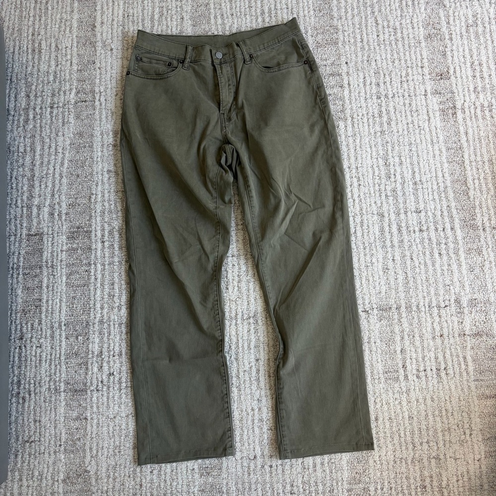 Lucky Brand 410 Athletic Straight Pants Mens 33x32 Olive Green 7M13424